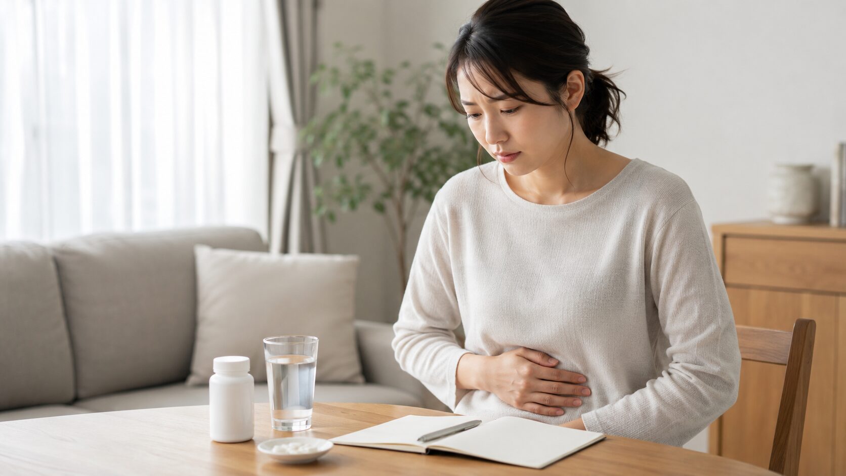 エビオス錠の服用後にお腹の張りや副作用を気にする日本人女性